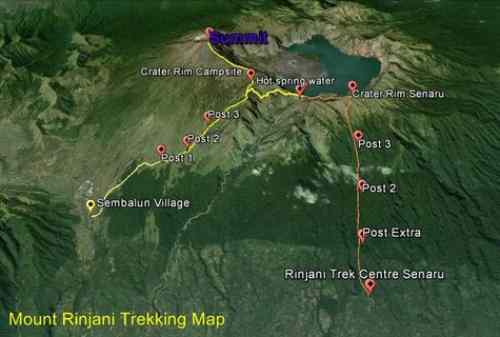 Trekking Map Mount Rinjani