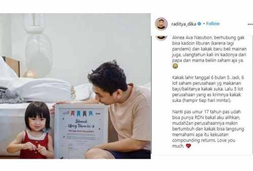 Ulang Tahun Ke-2, Raditya Dika Hadiahkan Anaknya Saham 11 Lot 02